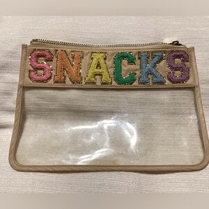 Stoney Clover Clear 'SNACKS' Cosmetic Pouch with Multicolor Sequin Letters